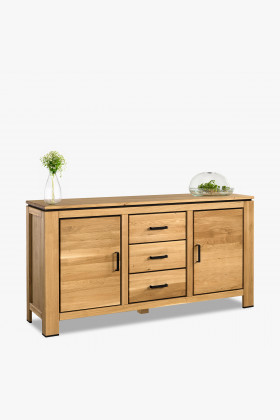 Eichenkommode mit schwarzen Griffen, 3 Schubladen, naturholz